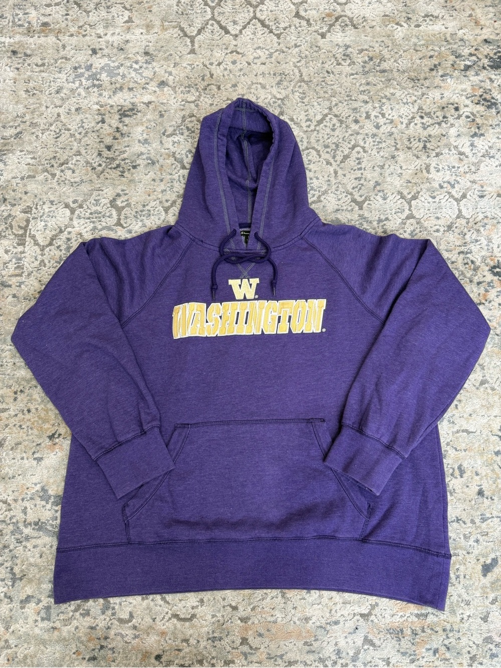 Champion Purple Hooded Sweatshirt with Yellow Washington Graphic